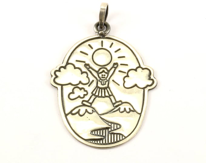 Vintage EFS Happiness Engraved Pendant 925 Sterling Silver PD 86-E