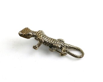 Vintage Gecko Lizard Reptile Animal Design Brooch Sterling Silver 925 BB 2295