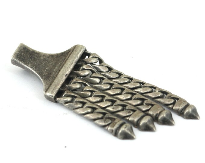 Vintage Mexico  Antique Apron Tassels Nature Brooch Sterling Silver 925 BB 391