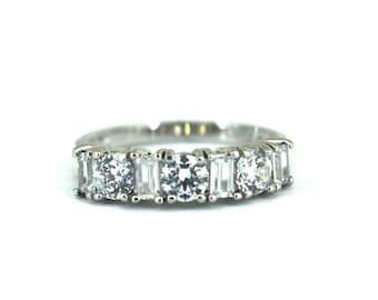 Vintage Sparkling Front CZ Design Size 6.25 Ring 925 Sterling Silver RG 4181