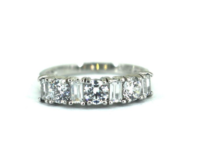 Vintage Sparkling Front CZ Design Size 6.25 Ring 925 Sterling Silver RG 4181