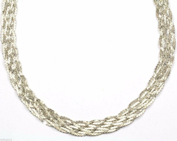 Vintage Necklace | Woven Braided Style Necklace 20 In | Sterling 925 Silver Necklace Nc 186