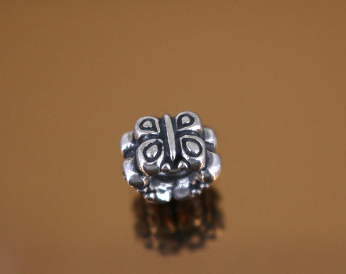 Vintage Pandora Butterfly Charm Block Bead For European Bracelet Sterling Silver CH 3A