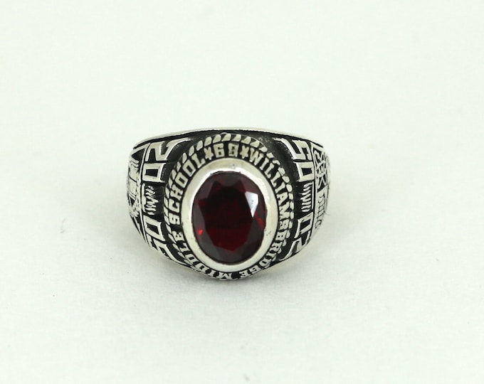 Vintage William's  Bridge Middle School 2005 Red Crystal School Ring 925 Sterling RG 520
