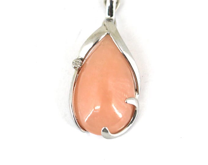 Vintage Chinese Teardrop Shape Rose Pink Quartz Pendant 925 Sterling Silver PD 2677