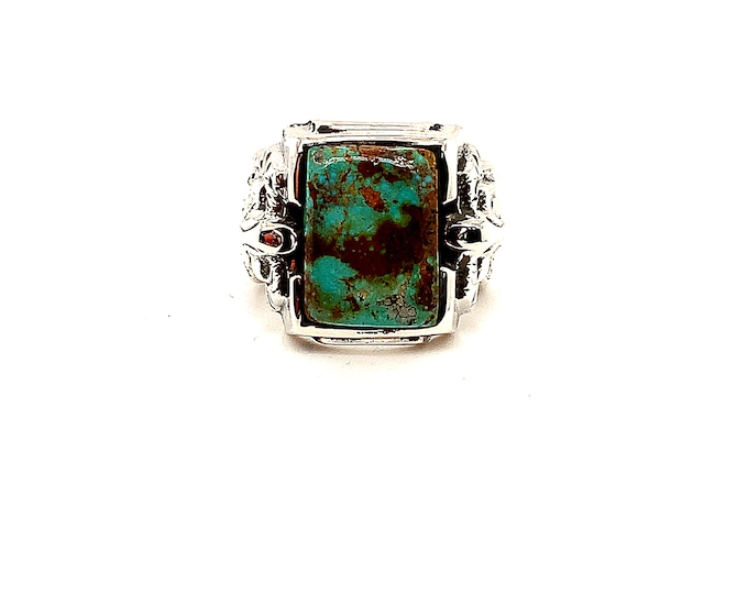 Vintage Size 9  Turquoise Stone Design Ring | Cut Design Ring | Snake Design Ring | Sterling 925 Silver Ring | RG 2159R