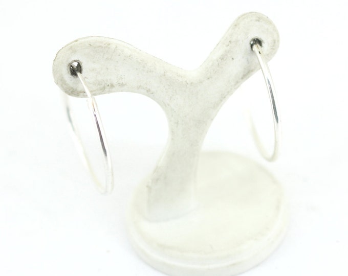 Vintage Shiny Thin Hoop Earrings Sterling 925 ER 1496