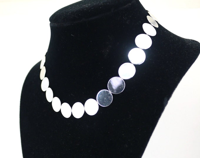 Vintage MYC Modern Art Design Disc Beaded Chain Necklace 925 Sterling Silver NC 2082