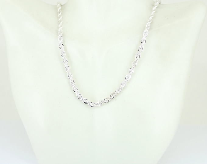 Vintage 18In Twisted Rope Chain Necklace Sterling Silver 925 NC 774