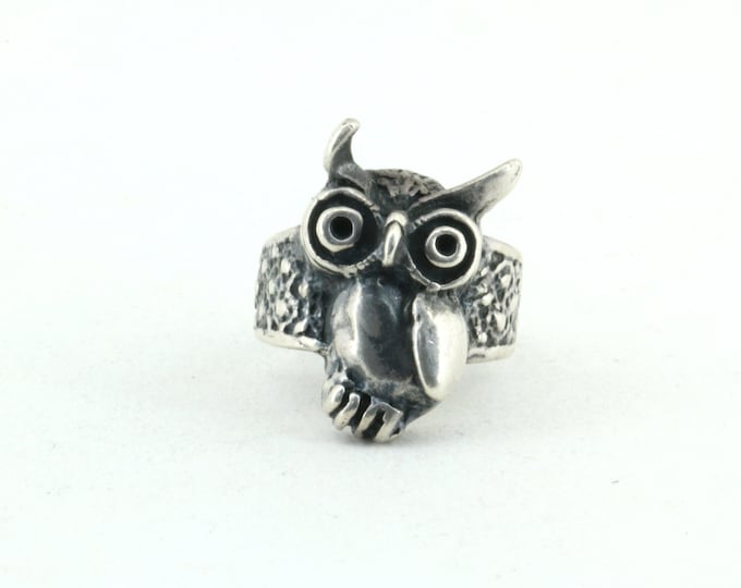 Vintage Size 5 3/4 Owl Ring 925 Sterling Silver RG 3413