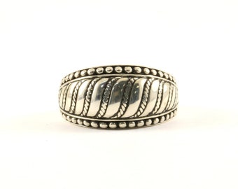 Size 8 Judith Ripka Twisted Rope Design Band Ring 925 Sterling Silver Rg 3054