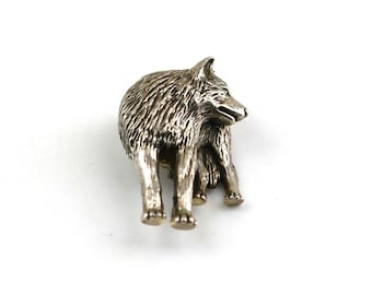 Vintage Carol Felley Anglo Navajo Lone Wolf Brooch, Sterling Silver BB 2275