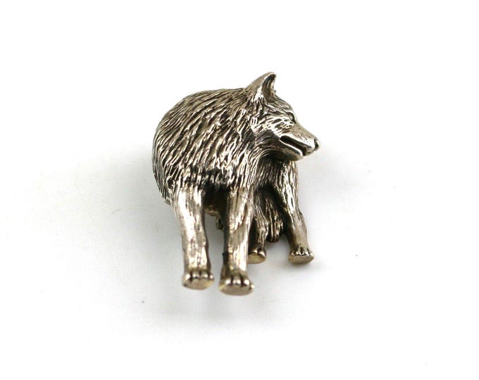 Vintage Carol Felley Anglo Navajo Dimensional Wild Lone Wolf Brooch Sterling Silver 925 BB 2275