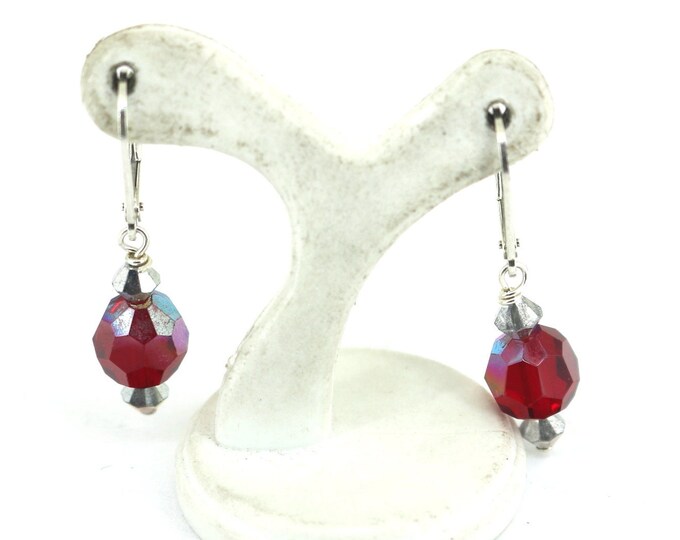 Vintage Beautiful Shiny Inlaid Cz  Lever Back Earrings Sterling Silver ER 93