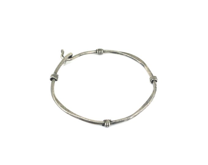 Vintage Hook Design Twisted Wire Bangle Bracelet Sterling Silver Br 726(123759773636)