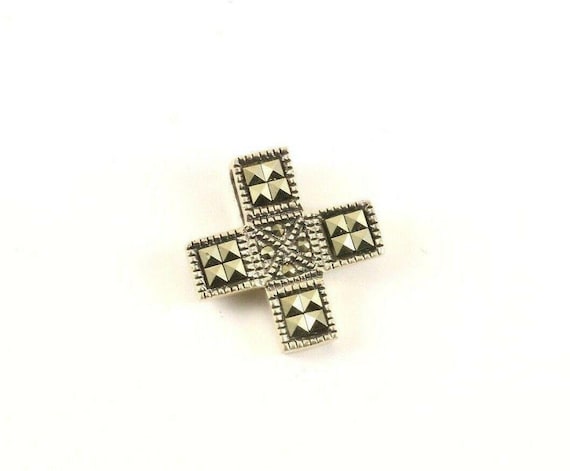 Vintage Marcasite Cross Pendant 925 Sterling PD 406