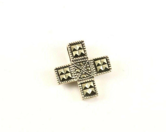 Vintage Small Marcasite Cross Ornamental Design Pendant 925 Sterling Pd 1514(401754705031)