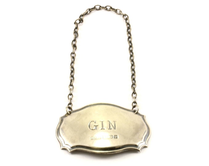 Vintage Ornate Gin Liquor Lable Bottle Ticket Silver OT 149-E