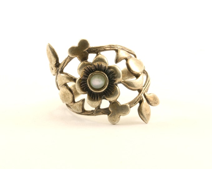Vintage Size 7.25 Flower Floral Design Ring 925 Sterling Silver RG 3290