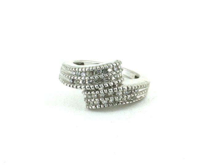 Vintage Size 6 Natural Diamonds Ring 925 Sterling Silver RG 704