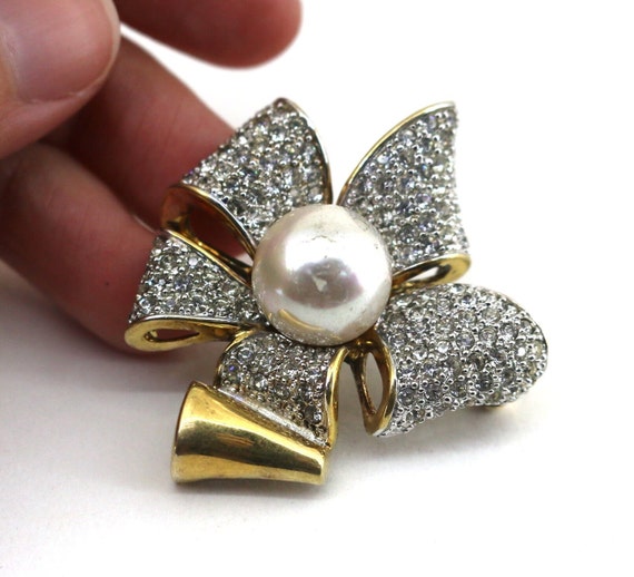 Vintage Gold Plated Flower Brooch Pin Sterling Si… - image 1