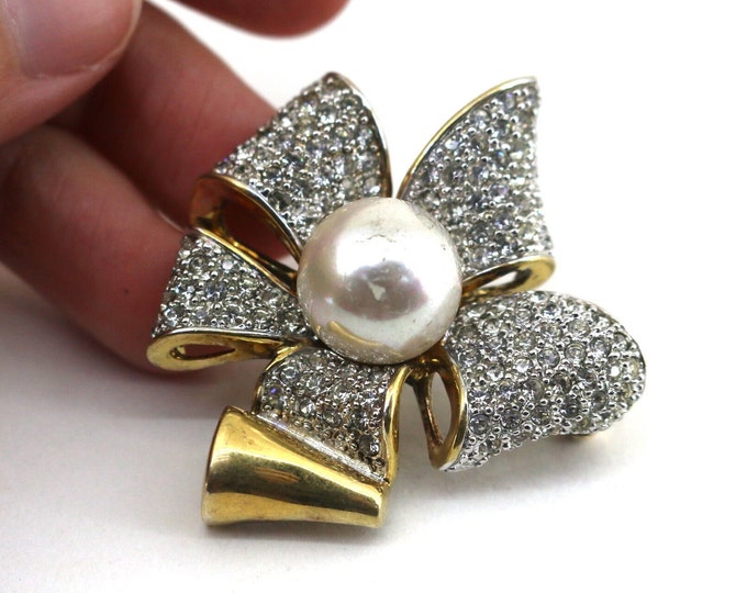 Vintage Gold Plated Flower Brooch Pin Sterling Silver 925 BB 1937