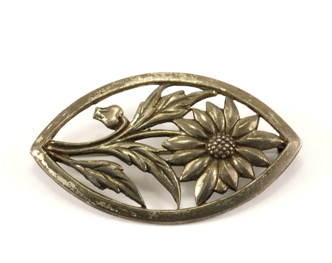 Vintage Flower Design Pin/Brooch 925 Sterling BB 1033