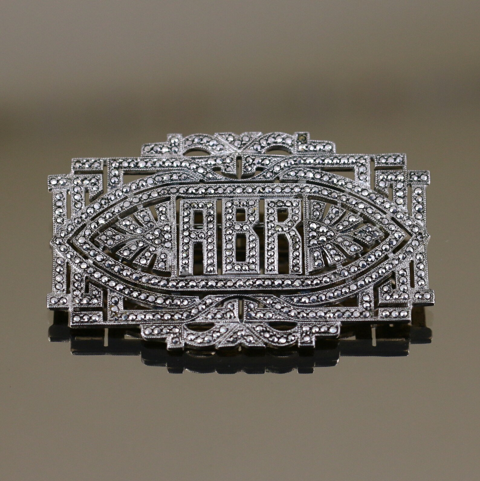 Vintage ABR Abbreviation Name Initials Shiny Marcasite Stones Etsy