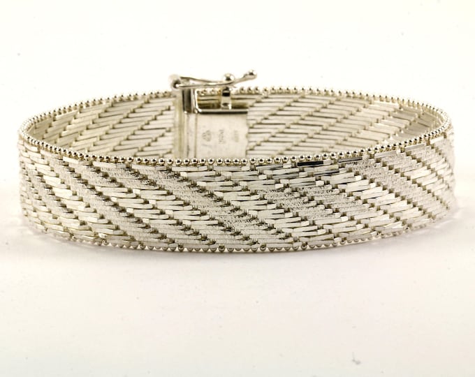 Vintage Flexible Diagonal Design Bracelet 925 Sterling BR 134-E