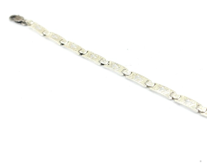 Vintage Shiny Cross Religious Design Link Chain Bracelet 925 Sterling Silver BR 382