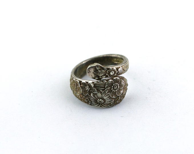 Vintage Size 6.5 Alvin Sterling "BRIDAL BOUQUET" Pat 1932 Floral Garden Design Spoon Ring 925 Silver RG 2855S