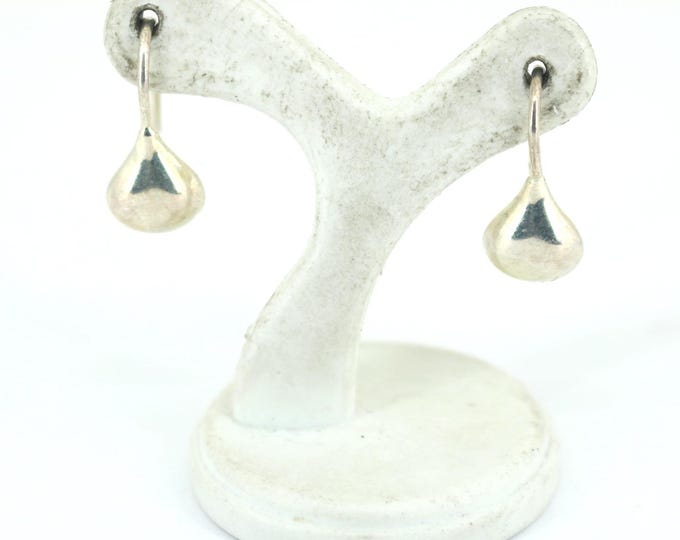 Vintage Beautiful Tiny Teardrop Hook Earrings Sterling Silver 925 ER 37