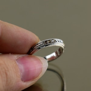 Vintage Größe 6 Echte Diamanten Champagner Farbe Geflochten Design Ring 925 Sterling Silber Rg 1347C