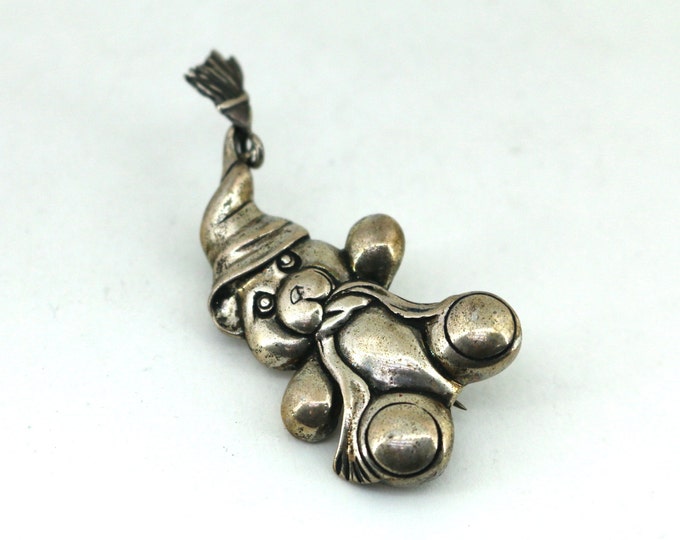 Vintage Christmas Teddy Bear Brooch Pin Sterling Silver 925 BB 876