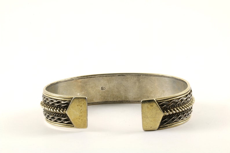 Vintage Beautiful Twisted Braided Design Cuff Bracelet 925 Sterling BR 3479