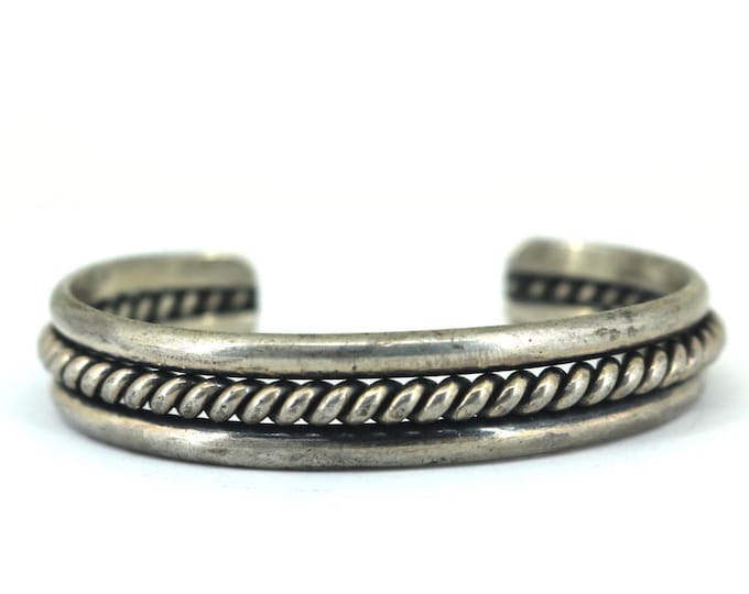 Vintage Native American Rope Cuff Bracelet 925 Sterling BR 1353