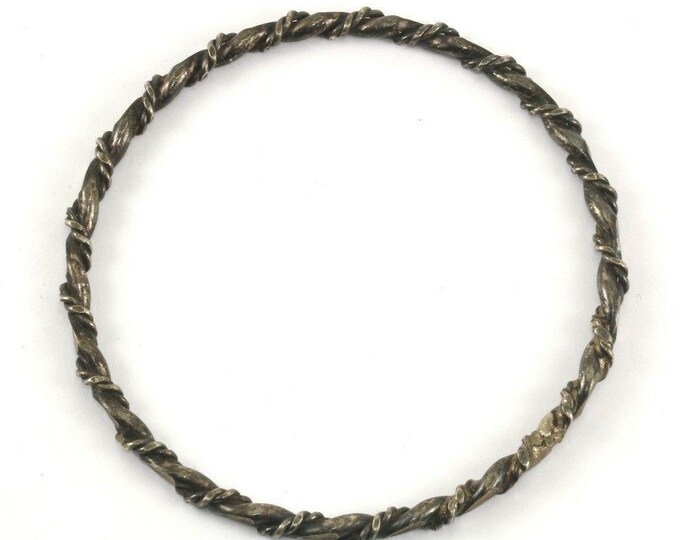 Vintage Twisted Rope Design Bangle Bracelet 925 Sterling Br 2116(123720997447)