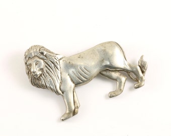 Vintage Lion Animal Design Pin/Brooch 925 Sterling BB 1771