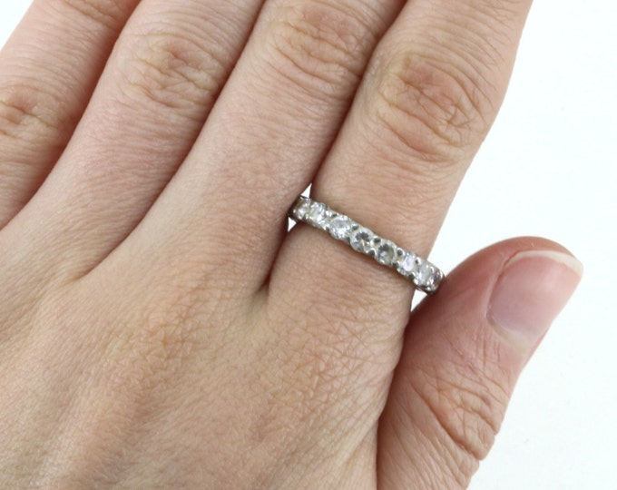 Vintage Size 6 Round White CZ Open Cut 925 Sterling Silver RG 2398