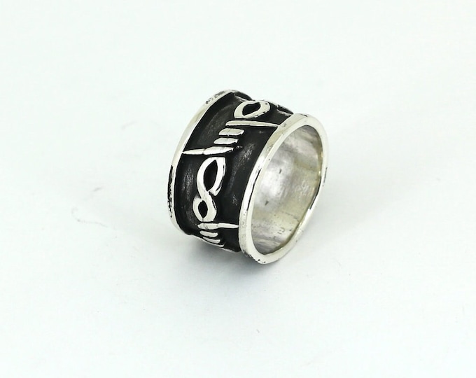 Vintage Size 6  Men's Simple Barbed Wire Design Ring 925 Sterling Silver RG 4194B