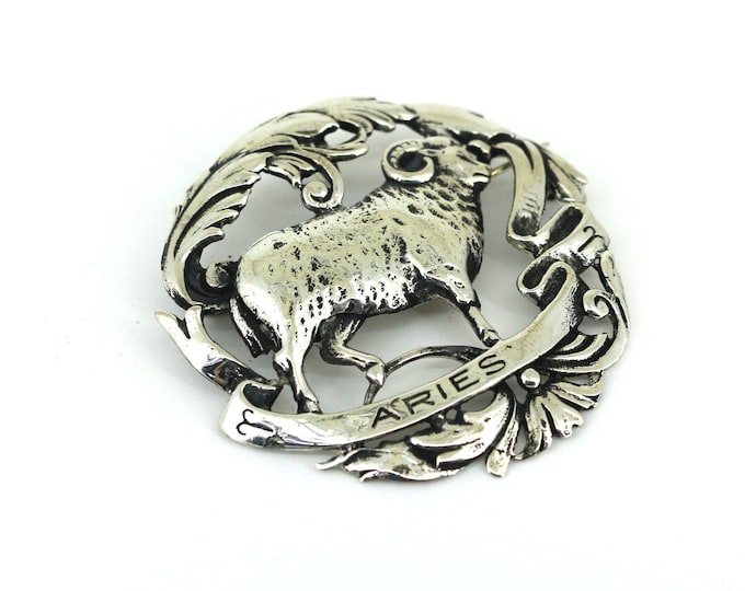 Vintage Antique Ram Aries Animal Design Pin/Brooch 925 Sterling BB 1670