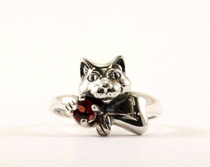 Vintage Size 8.25 Kitty Design Ring 925 Sterling Rg 3264