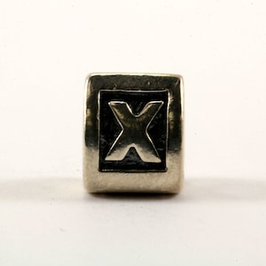 Vintage Pandora Alphabet Initial “X” Charm Block Bead für Europäische Armband Sterling Silber CH 103-E