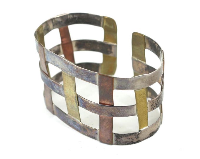 Vintage RLM Studio Robert Lee Morris Copper Brass Cuff Bracelet 925 Sterling Silver BR 586