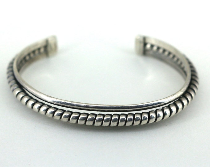 Vintage 6 Inch Rope Cuff Bracelet Sterling Silver BR 703