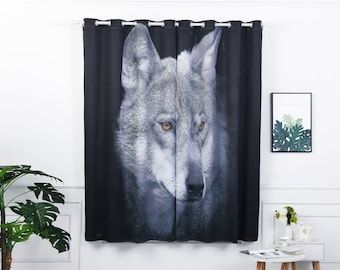 Children NET CURTAIN Wolf Animals Design