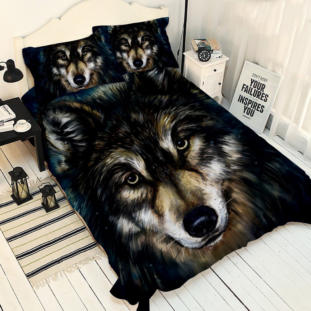 Twin Full Queen Size Wolf Pattern Bedding Set 3 PCS Animal Etsy
