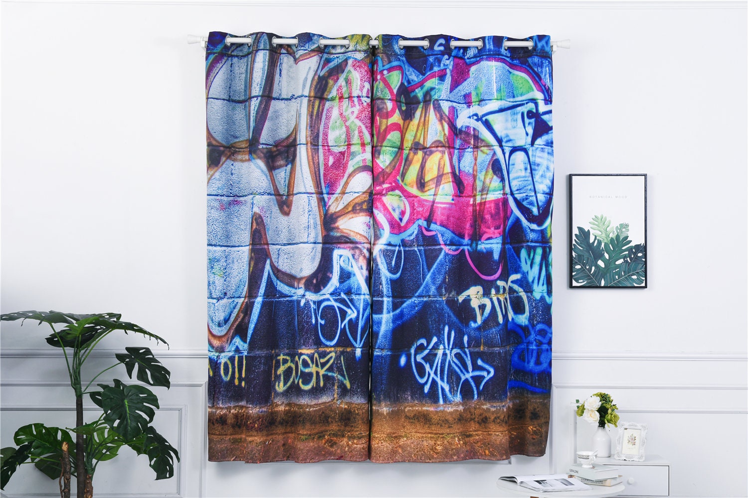 Graffiti Blackout Curtains With Grommetsprivacy Eyelet Etsy