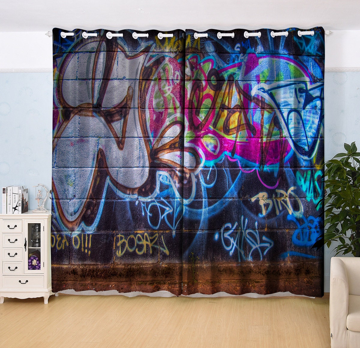 Graffiti NEW Set Blackout Lucy Eyelet Ring 2 Window Curtains Etsy