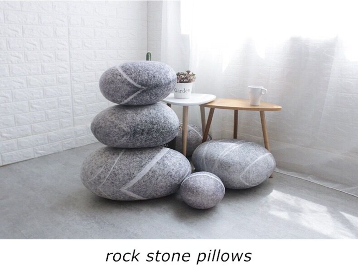 Large Stuffed Rocks Stone Pillows Home Decoration Pebble Etsy